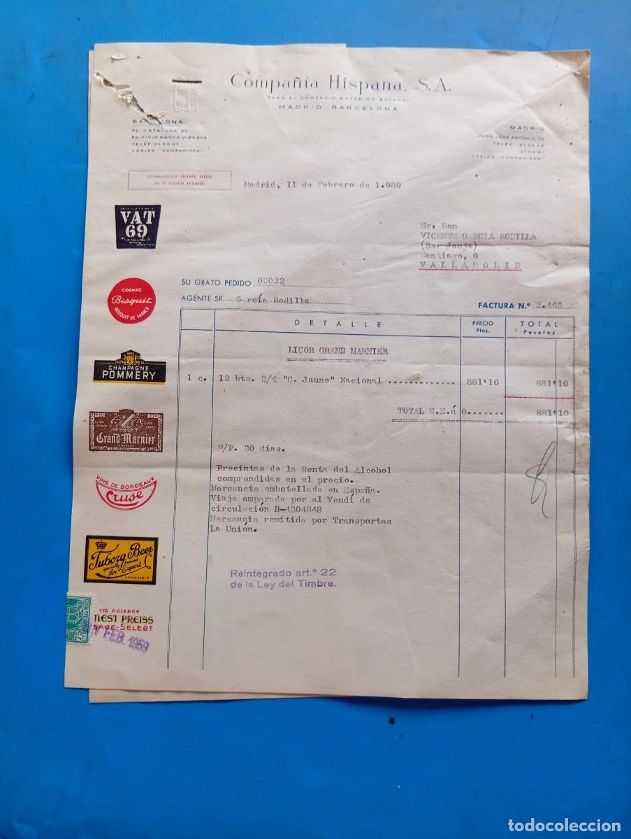 Facturas antiguas: FACTURA Y RECIBO. MADRID. 1959. COMPA&Ntilde;IA HISPANIA, S.A. PARA EL COMERCIO EXTERIOR ESPA&Ntilde;OL.