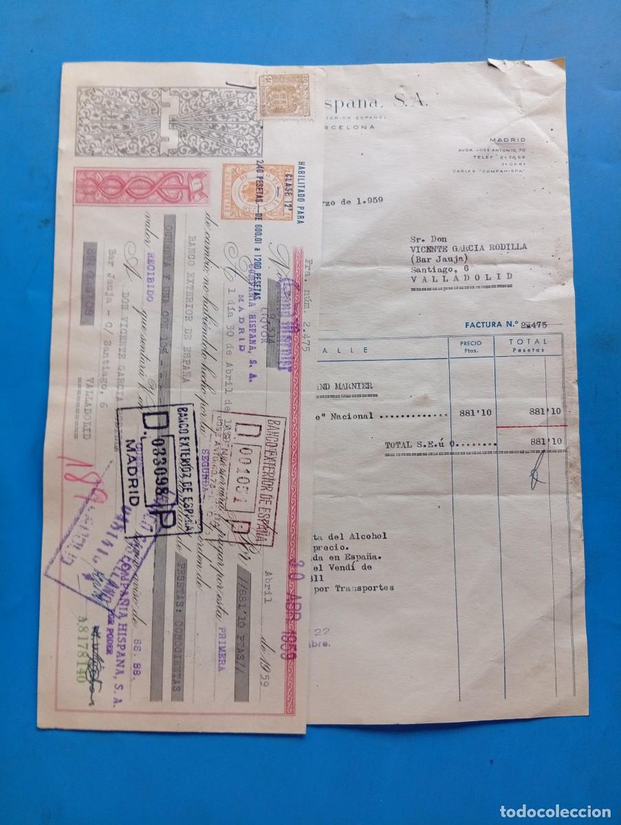 Facturas antiguas: FACTURA Y RECIBO. MADRID. 1959. COMPA&Ntilde;IA HISPANIA, S.A. PARA EL COMERCIO EXTERIOR ESPA&Ntilde;OL.