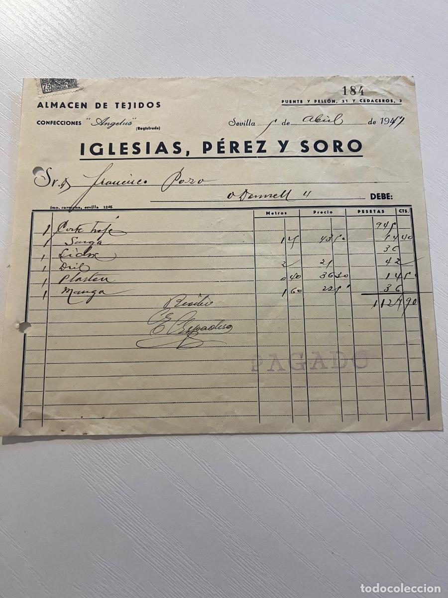 Facturas antiguas: FACTURA. SEVILLA, 1941. IGLESIAS, P&Eacute;REZ Y SORO.