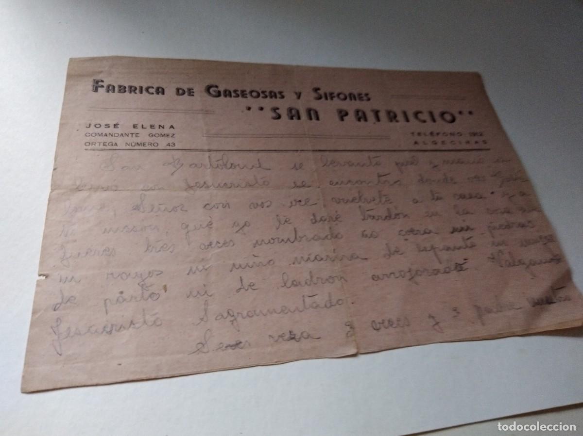 Facturas antiguas: FABRICA DE GASEOSAS Y SIFONES SAN PATRICIO ALGECIRAS