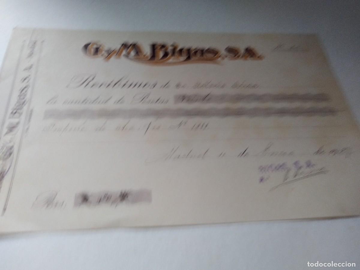 Facturas antiguas: G-M- BIGAS -S-A- MADRID 1929