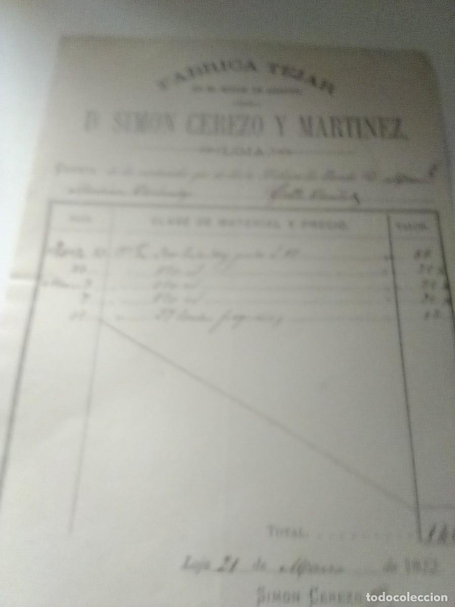 Facturas antiguas: FABRICA TEJAR SIMON CEREZO Y MARTINEZ LOJA 1883