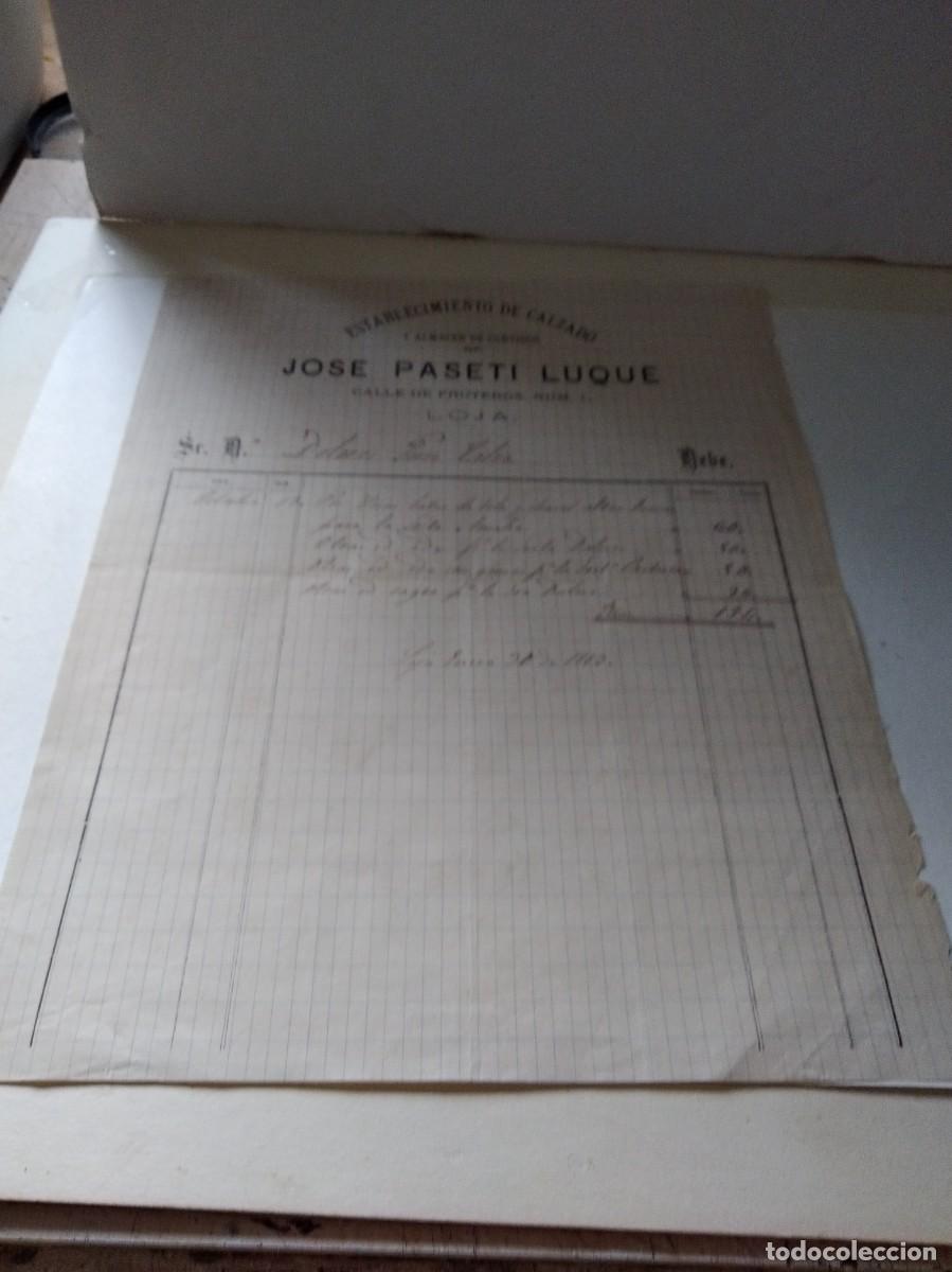 Facturas antiguas: ESTABLECIMIENTO DE CALZADO JOSE PASETI LUQUE LOJA 1883
