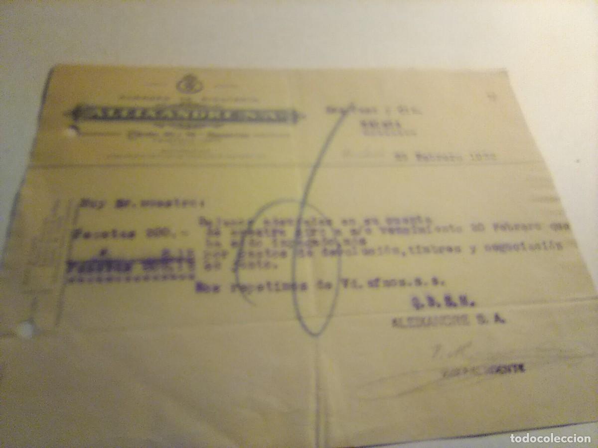 Facturas antiguas: ALMACEN DE BISUTERIA ALEIXANDRE S.A. TOLEDO PARA SRS PAEZ Y CIA MALAGA 1932