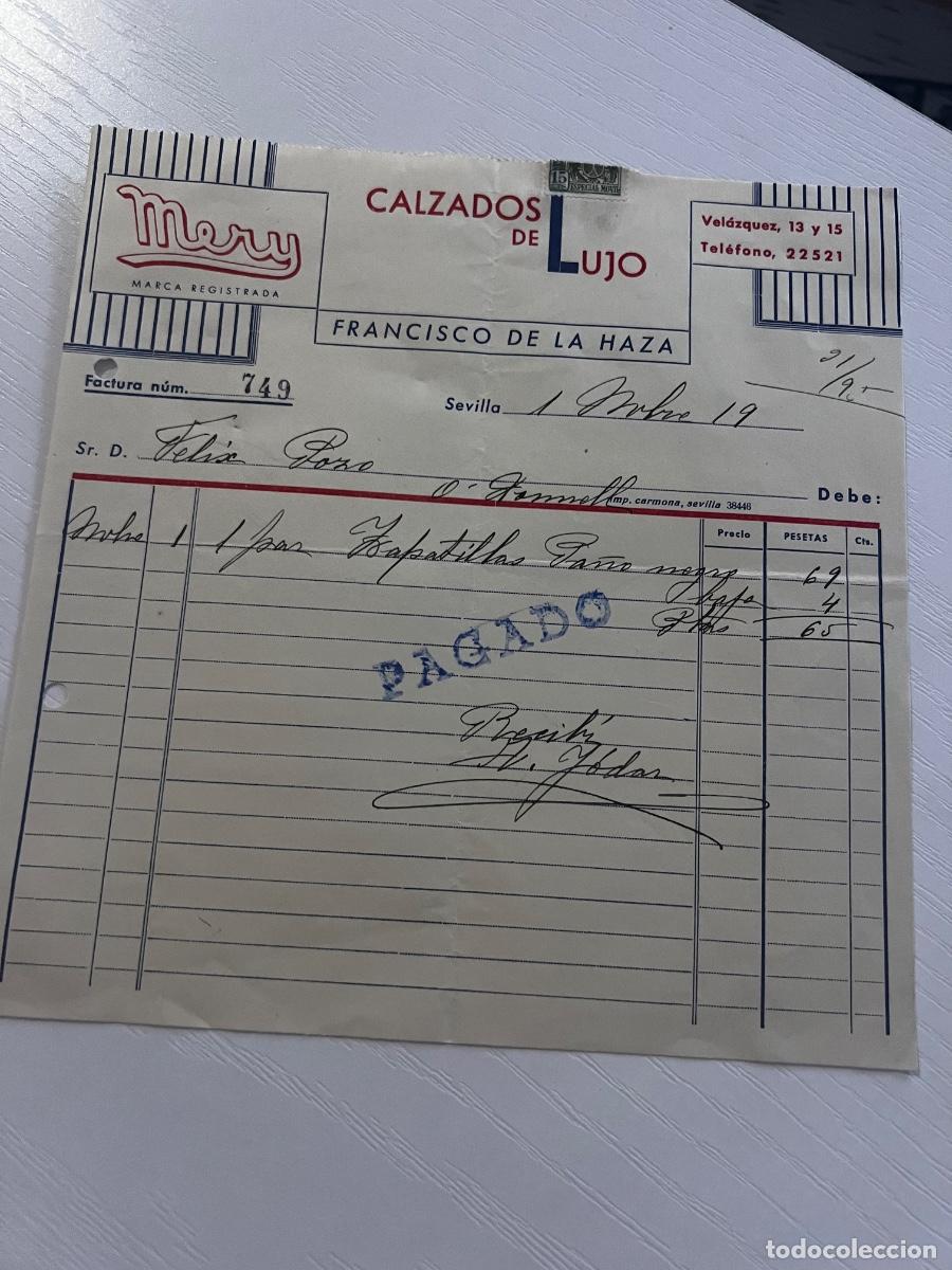 Facturas antiguas: FACTURA. SEVILLA, 1956. MERY. CALZADOS DE LUJO. FRANCISCO DE LA HAZA.