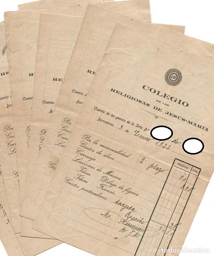 Factures anciennes: A&ntilde;os 1919 ... - 10 Hojas de Gastos Colegio Religiosas Jes&uacute;s-Mar&iacute;a - Documentos Educativos Antiguos