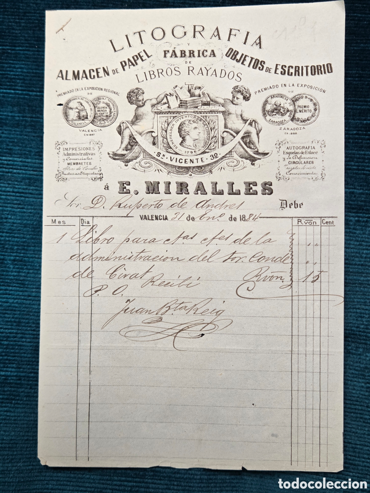 Alte Rechnungen: VALENCIA 1884 FACTURA LITOGRAF&Iacute;A E. MIRALLES