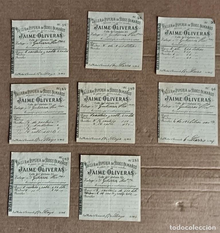 Facturas antiguas: 8 facturas -- 1894 Taller de piper&iacute;a de todos tama&ntilde;os JAIME OLIVERAS