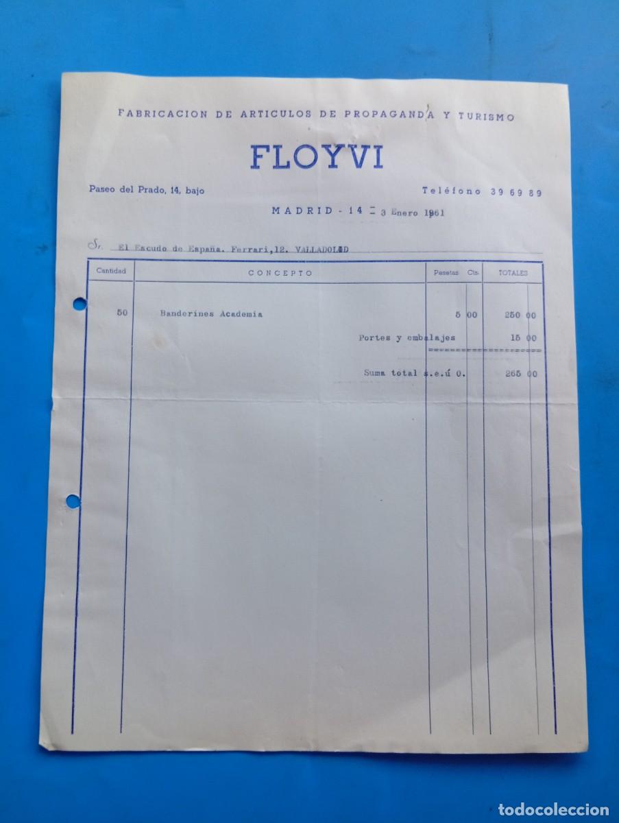Facturas antiguas: FACTURA. MADRID. 1961. FLOYVI. FABRICACI&Oacute;N DE ART&Iacute;CULOS DE PROPAGANDA Y TURISMO.