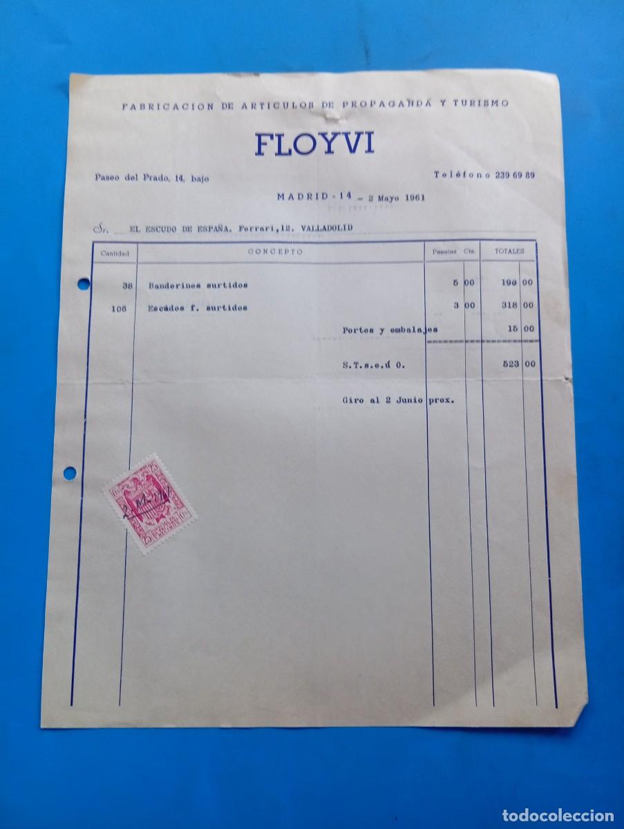 Facturas antiguas: FACTURA. MADRID. 1961. FLOYVI. FABRICACI&Oacute;N DE ART&Iacute;CULOS DE PROPAGANDA Y TURISMO.