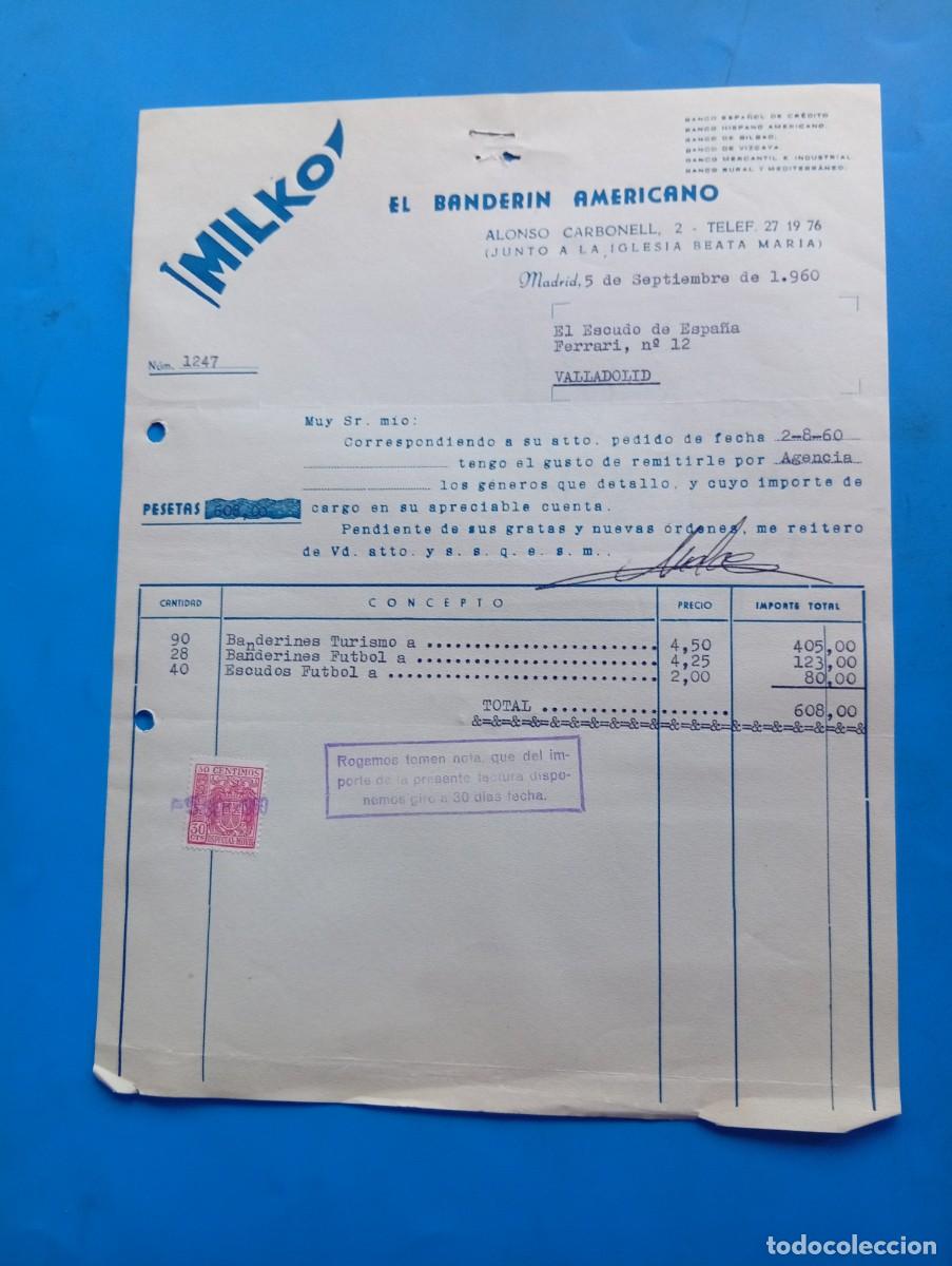 Factures anciennes: FACTURA. MADRID. 1960. EL BANDERIN AMERICANO. MILKO.