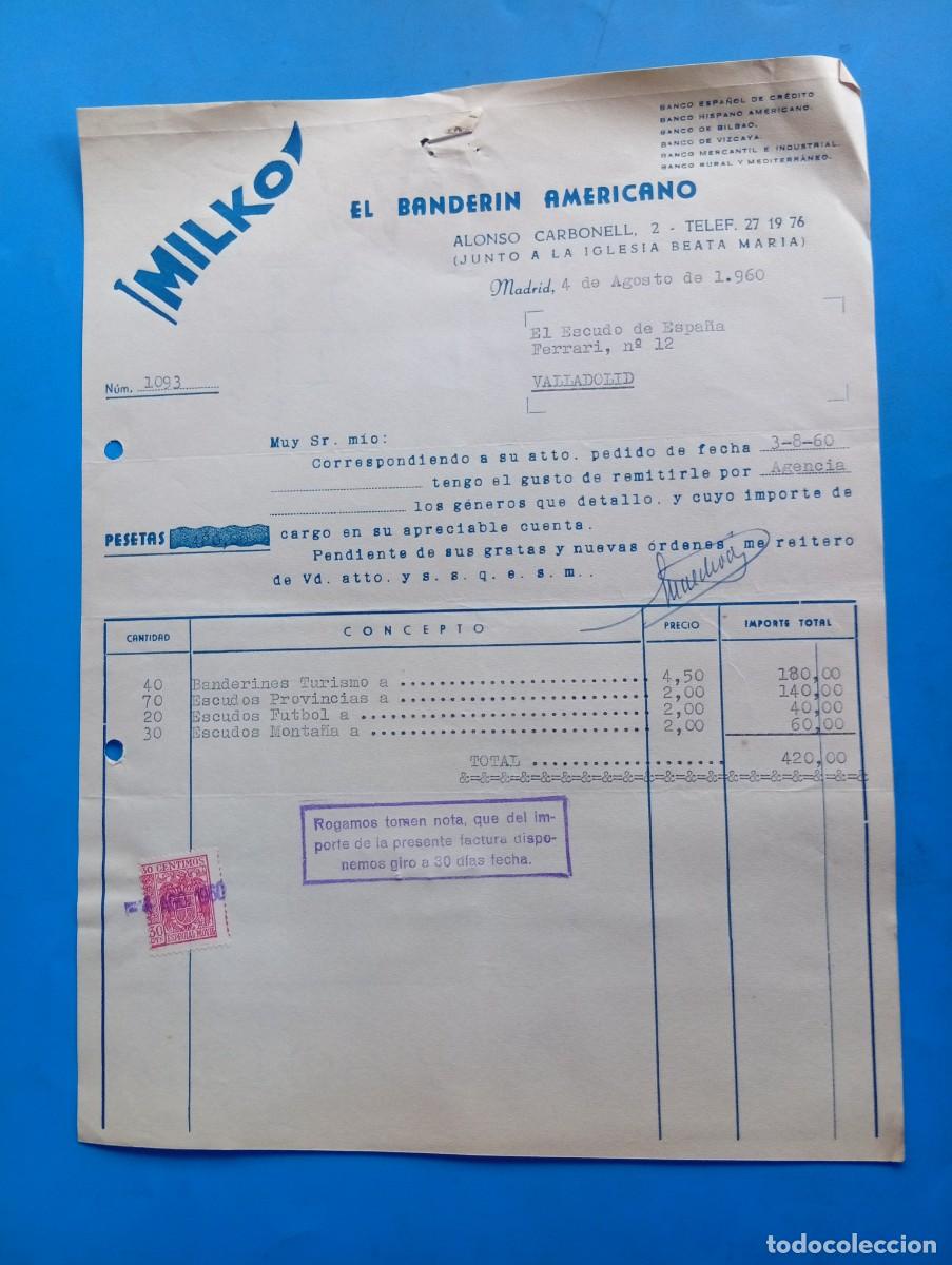 Factures anciennes: FACTURA. MADRID. 1960. EL BANDERIN AMERICANO. MILKO.