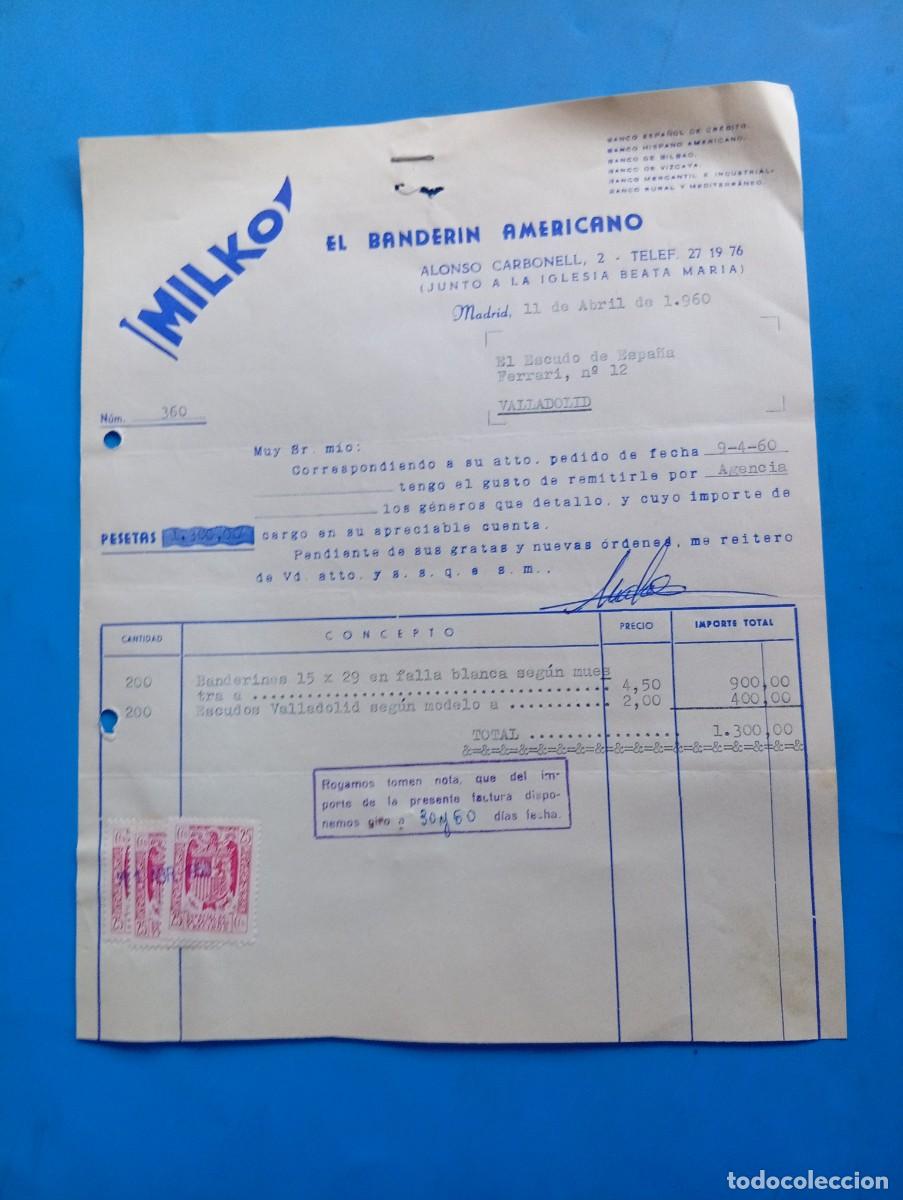 Old Invoices: FACTURA. MADRID. 1960. EL BANDERIN AMERICANO. MILKO.