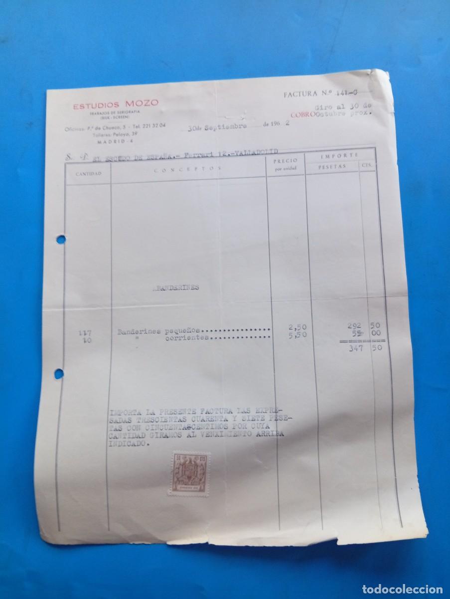 Old Invoices: FACTURA. MADRID. 1962. TRABAJOS DE SERIGRAFIA ( SLIK-SCREEN). ESTUDIOS MOZO.