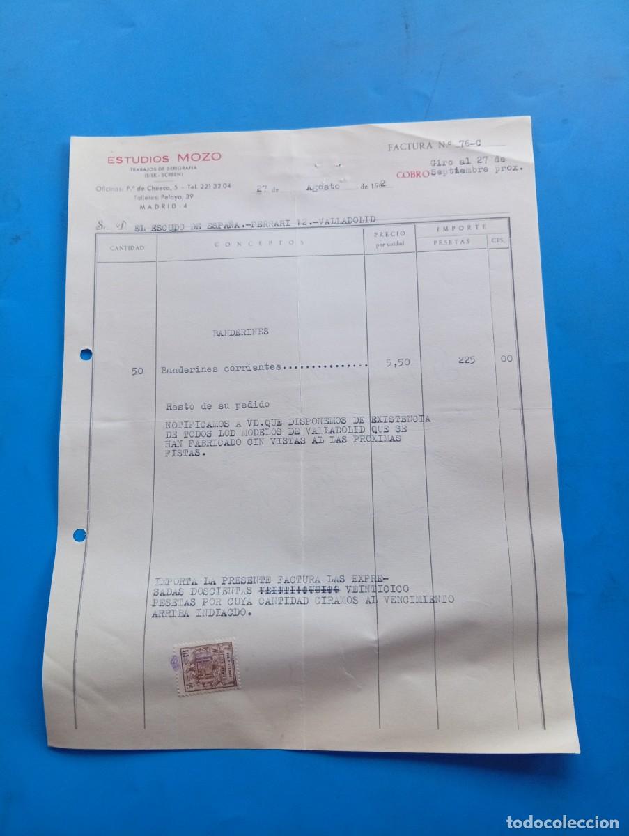 Old Invoices: FACTURA. MADRID. 1962. TRABAJOS DE SERIGRAFIA ( SLIK-SCREEN). ESTUDIOS MOZO.