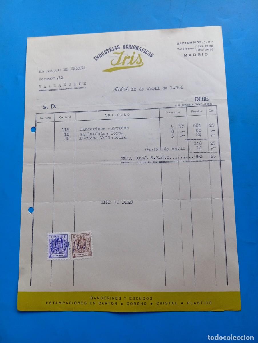 Facturas antiguas: FACTURA. MADRID. 1962. INDUSTRIAS SERIGR&Aacute;FICAS. IRIS.