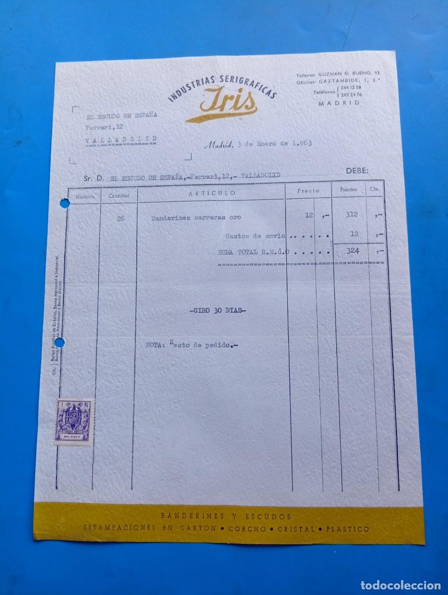 Facturas antiguas: FACTURA. MADRID. 1963. INDUSTRIAS SERIGR&Aacute;FICAS. IRIS.