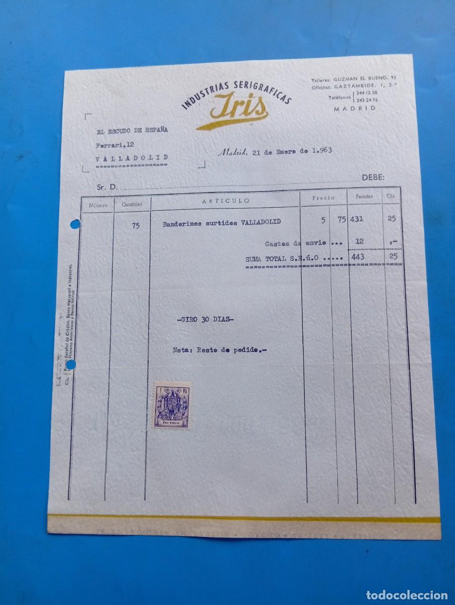 Facturas antiguas: FACTURA. MADRID. 1963. INDUSTRIAS SERIGR&Aacute;FICAS. IRIS.