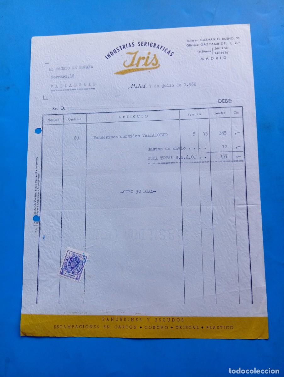 Facturas antiguas: FACTURA. MADRID. 1962. INDUSTRIAS SERIGR&Aacute;FICAS. IRIS.