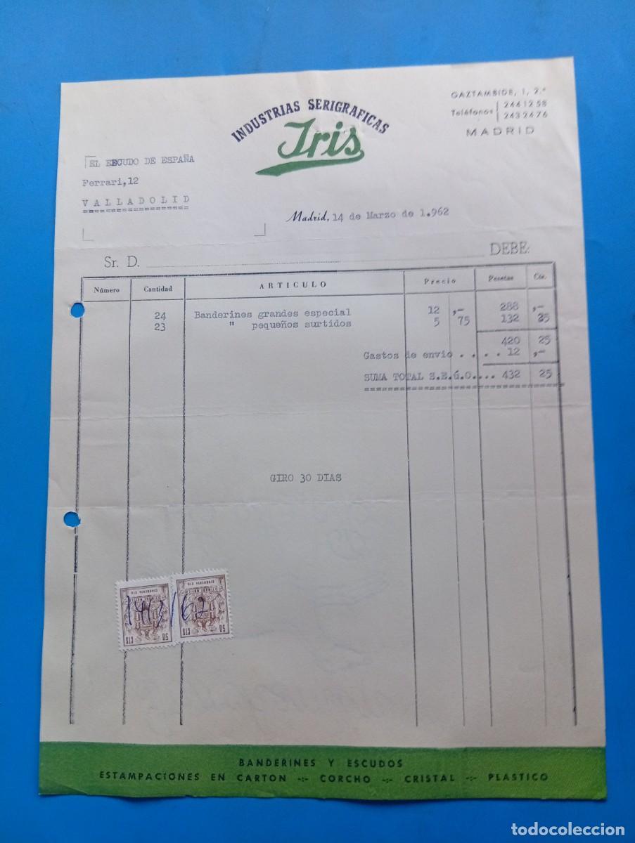 Facturas antiguas: FACTURA. MADRID. 1962. INDUSTRIAS SERIGR&Aacute;FICAS. IRIS.