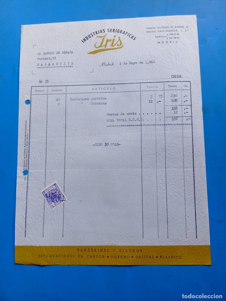 Facturas antiguas: FACTURA. MADRID. 1962. INDUSTRIAS SERIGR&Aacute;FICAS. IRIS.