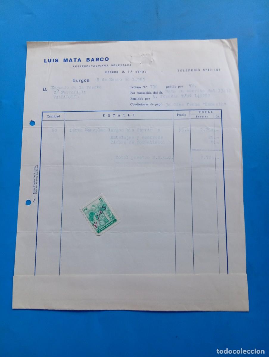 Fatture antiche: FACTURA. BURGOS. 1963. LUIS MATA BARCO. REPRESENTACIONES GENERALES.