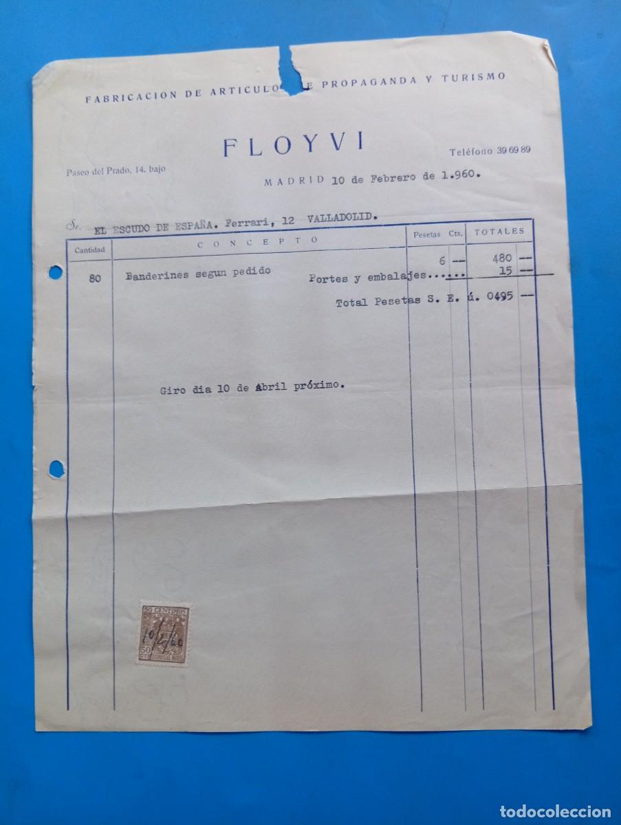 Facturas antiguas: FACTURA. MADRID. 1960. FLOYVI. FABRICACI&Oacute;N DE ART&Iacute;CULOS DE PROPAGANDA Y TURISMO.