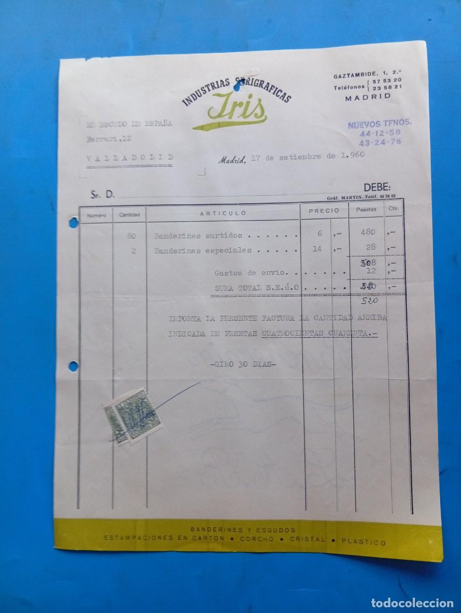 Fatture antiche: FACTURA. MADRID. 1960. INDUSTRIAS SERIGR&Aacute;FICAS. IRIS.