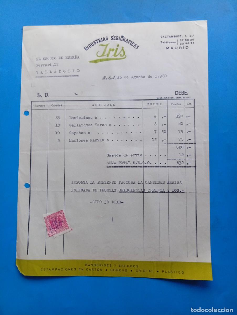 Fatture antiche: FACTURA. MADRID. 1960. INDUSTRIAS SERIGR&Aacute;FICAS. IRIS.