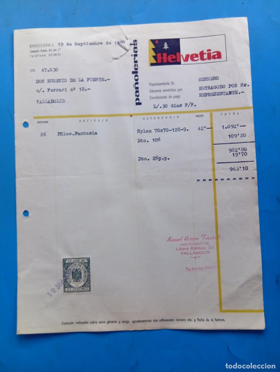 Factures anciennes: FACTURA. BARCELONA. 1960. PA&Ntilde;OLER&Iacute;AS HELVETIA.