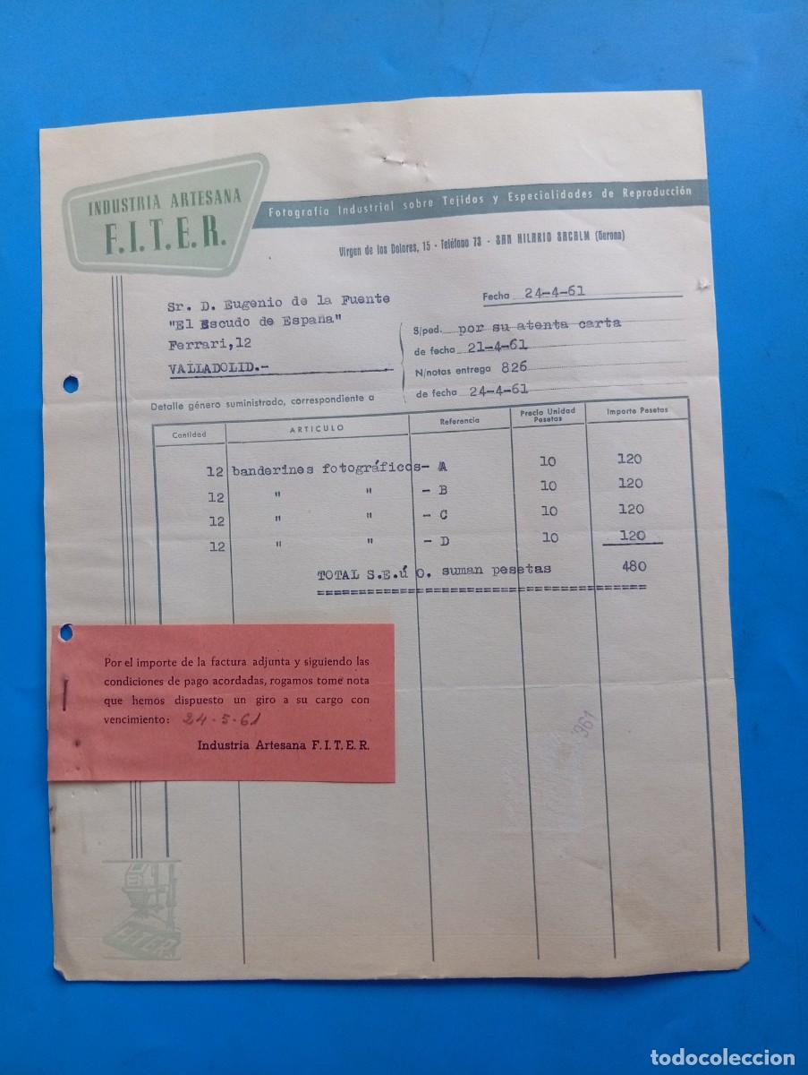 Alte Rechnungen: FACTURA. SAN HILARIO SACALM, GERONA. 1961. INDUSTRIA ARTESANA F.I.T.E.R. FOTOGRAFIA INDUSTRIAL.