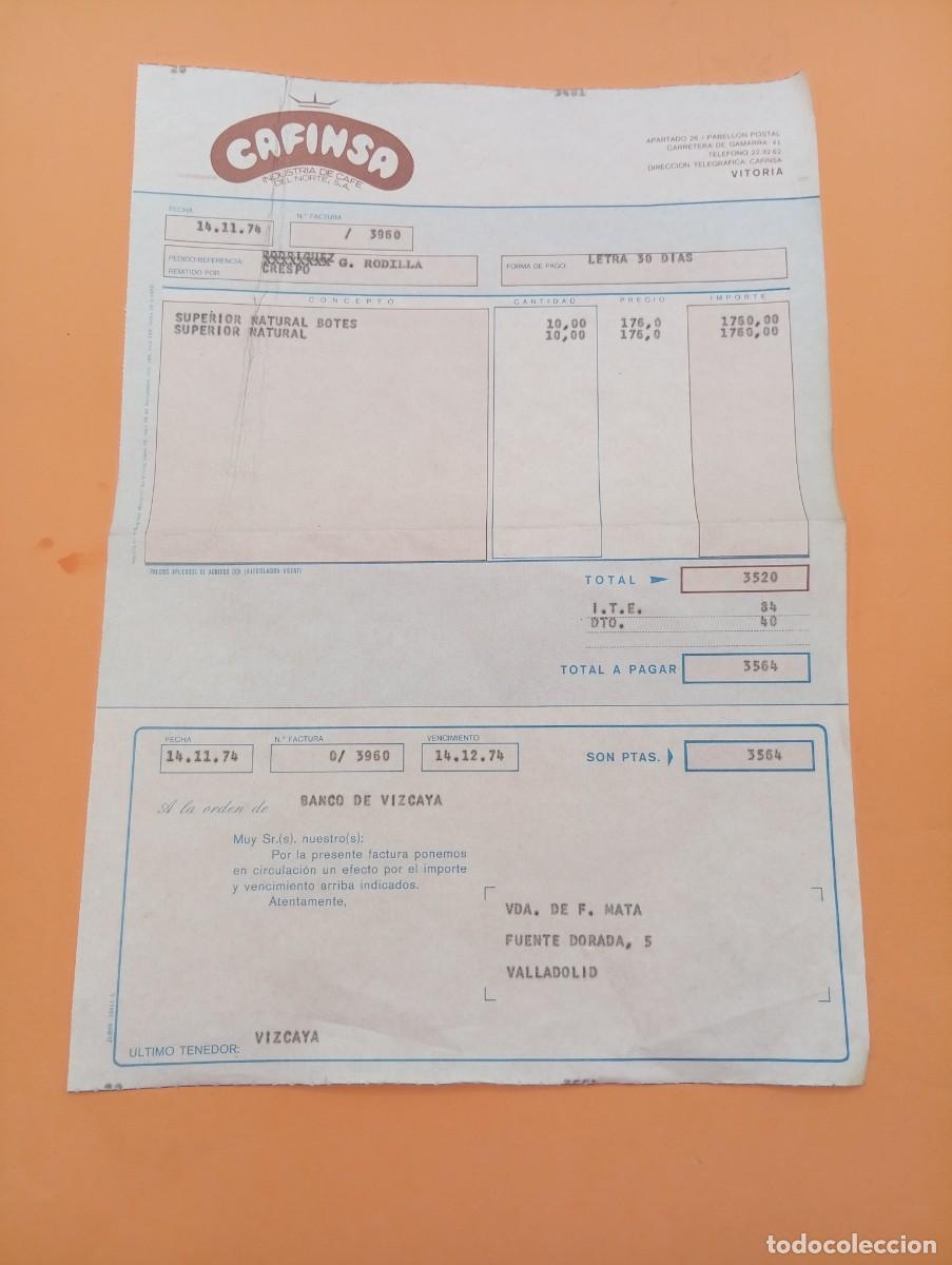 Facturas antiguas: FACTURA. VITORIA. 1974. CAFINSA. INDUSTRIA DE CAFE DEL NORTE, S. A.