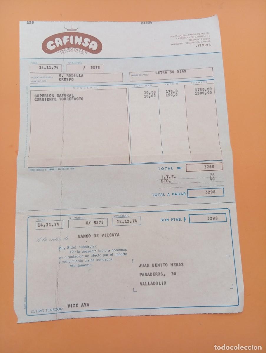 Facturas antiguas: FACTURA. VITORIA. 1974. CAFINSA. INDUSTRIA DE CAFE DEL NORTE, S. A.
