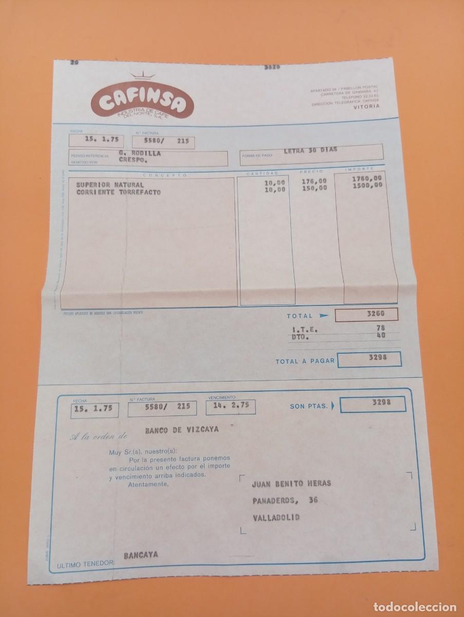 Alte Rechnungen: FACTURA. VITORIA. 1975. CAFINSA. INDUSTRIA DE CAFE DEL NORTE, S. A.