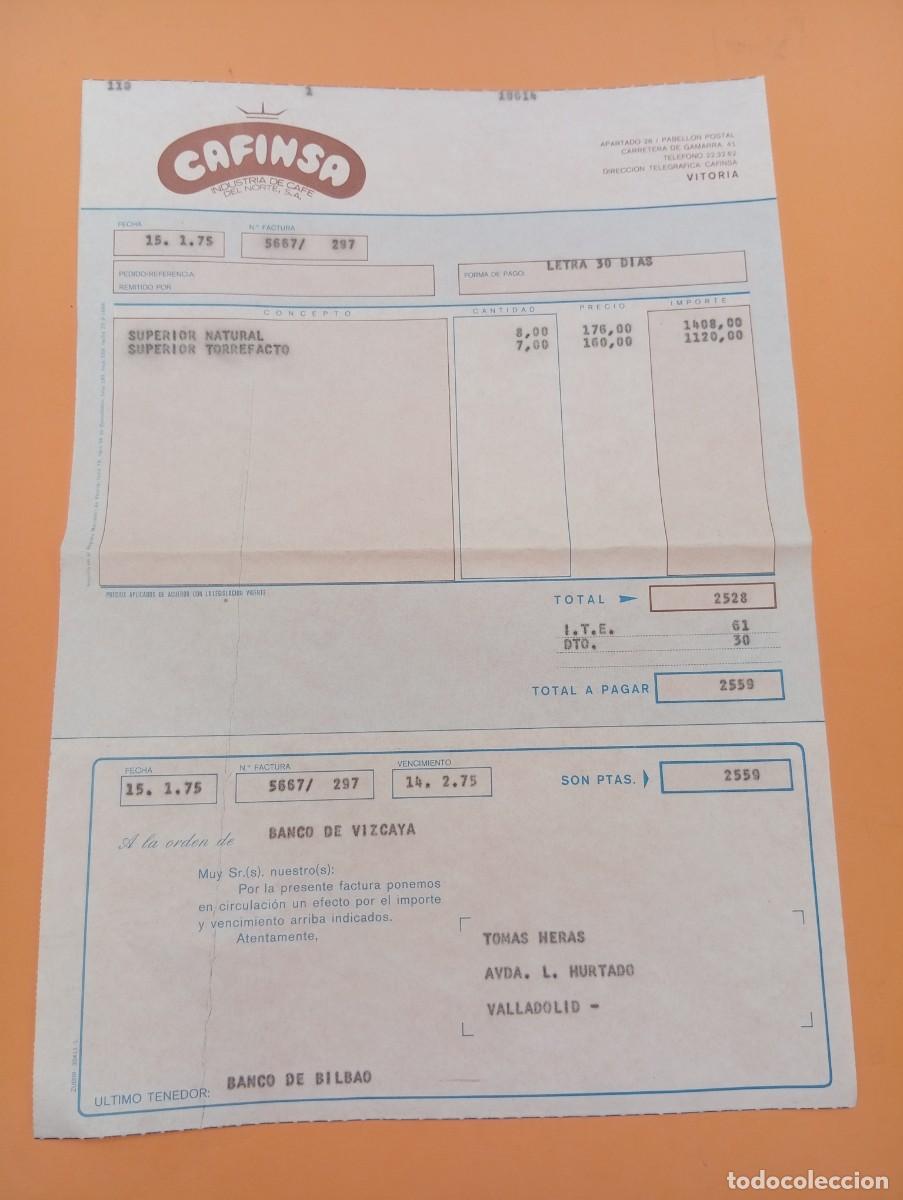 Alte Rechnungen: FACTURA. VITORIA. 1975. CAFINSA. INDUSTRIA DE CAFE DEL NORTE, S. A.