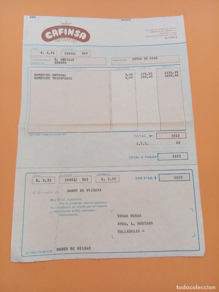 Facturas antiguas: FACTURA. VITORIA. 1975. CAFINSA. INDUSTRIA DE CAFE DEL NORTE, S. A.
