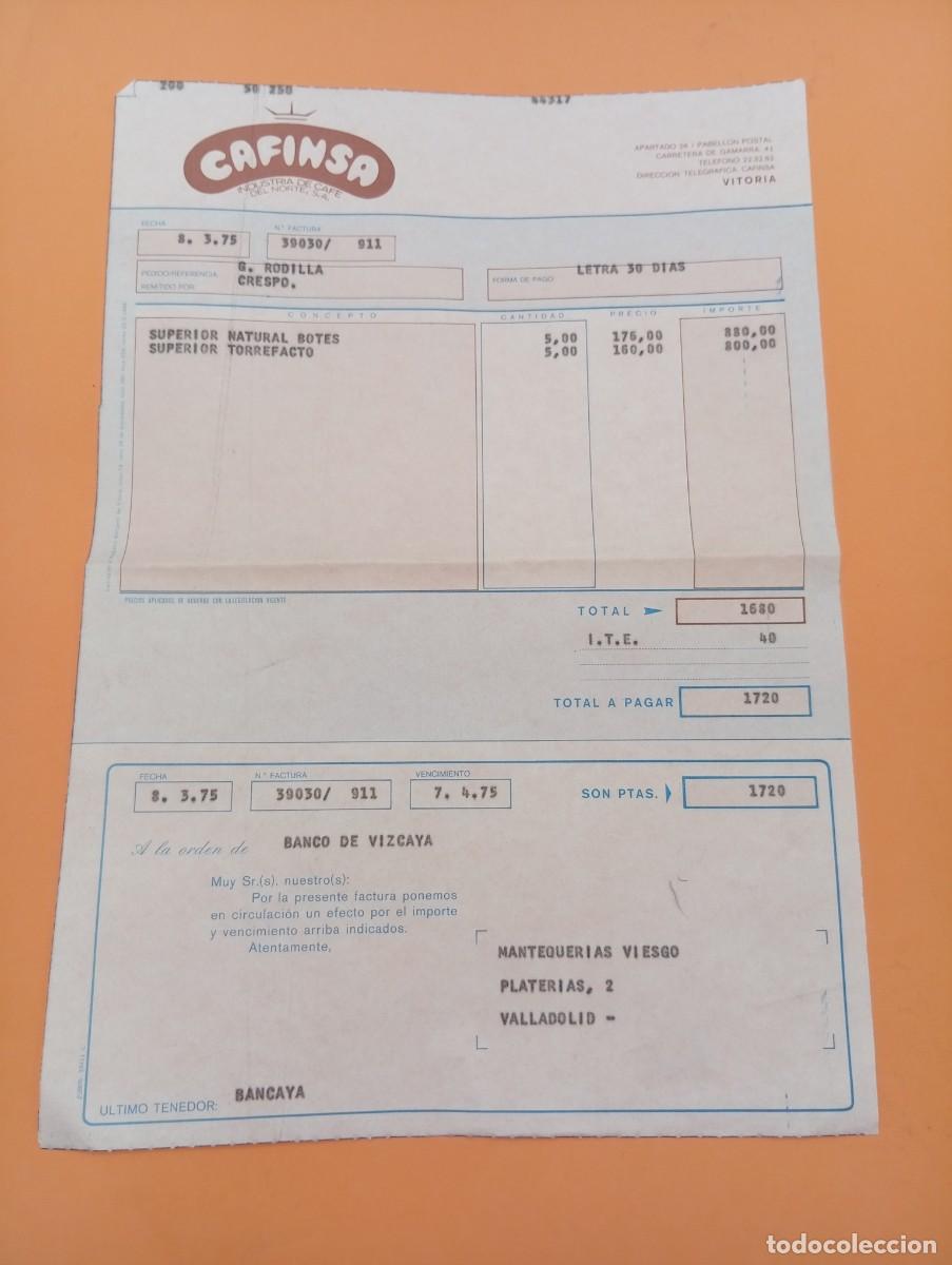 Facturas antiguas: FACTURA. VITORIA. 1975. CAFINSA. INDUSTRIA DE CAFE DEL NORTE, S. A.