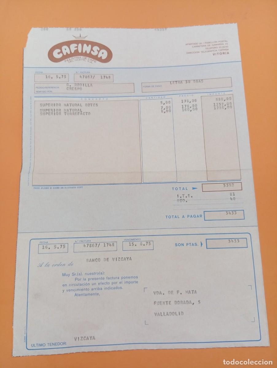 Alte Rechnungen: FACTURA. VITORIA. 1975. CAFINSA. INDUSTRIA DE CAFE DEL NORTE, S. A.