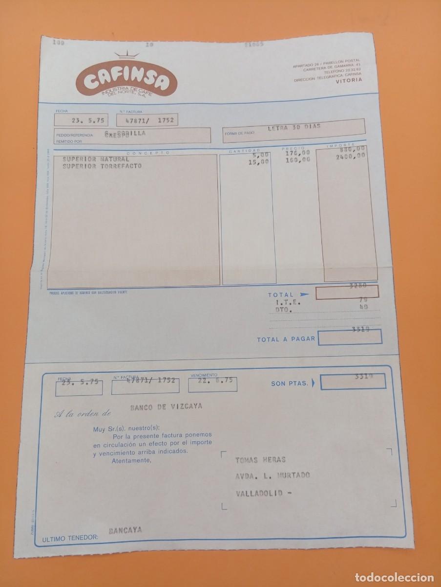 Alte Rechnungen: FACTURA. VITORIA. 1975. CAFINSA. INDUSTRIA DE CAFE DEL NORTE, S. A.