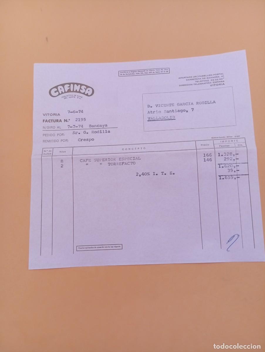 Facturas antiguas: FACTURA. VITORIA. 1974. CAFINSA. INDUSTRIA DE CAFE DEL NORTE, S. A.