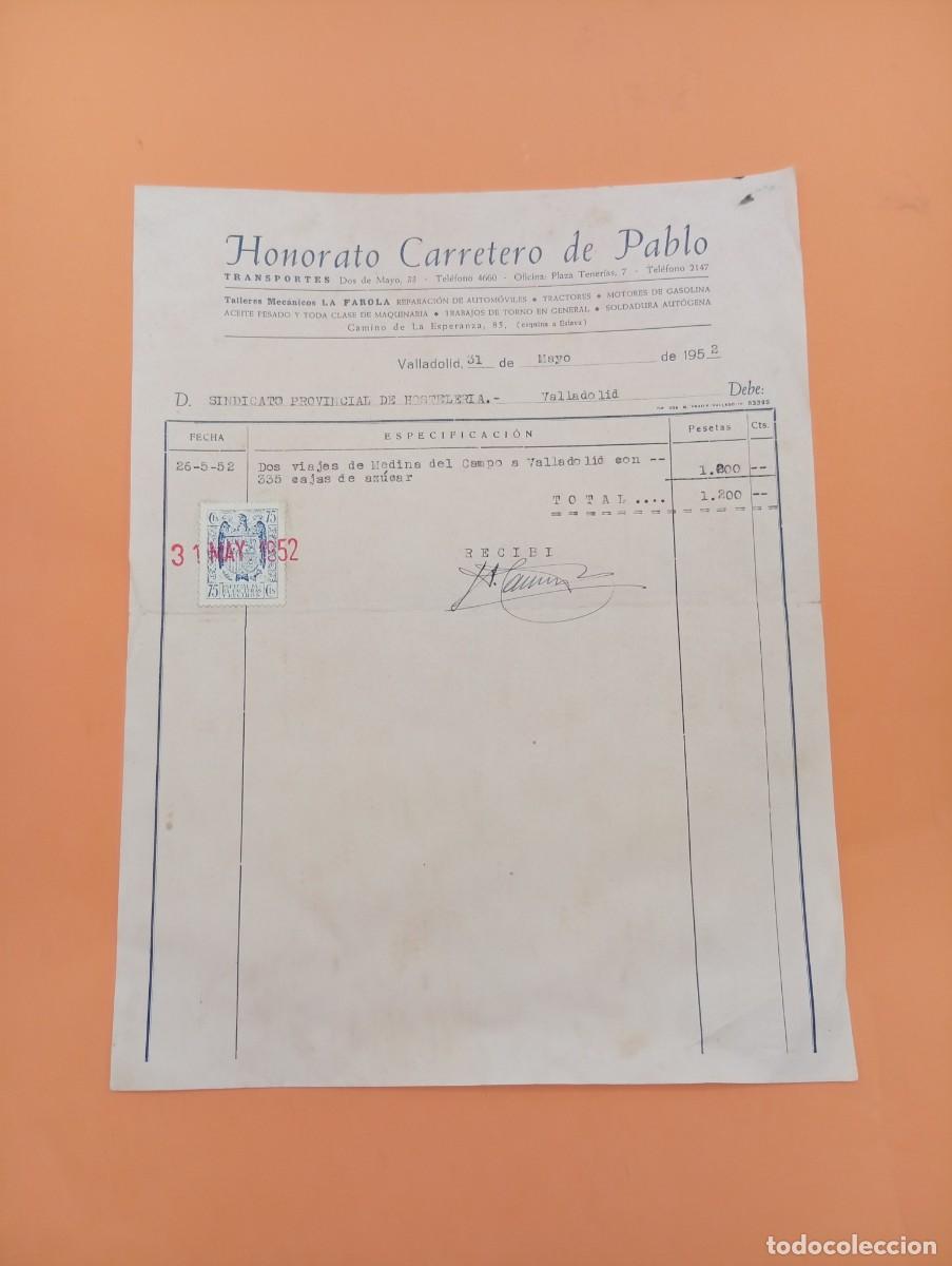 Alte Rechnungen: FACTURA. VALLADOLID. 1952. TALLERES MECANICOS LA FAROLA. HONORATO CARRETERO DE PABLO.