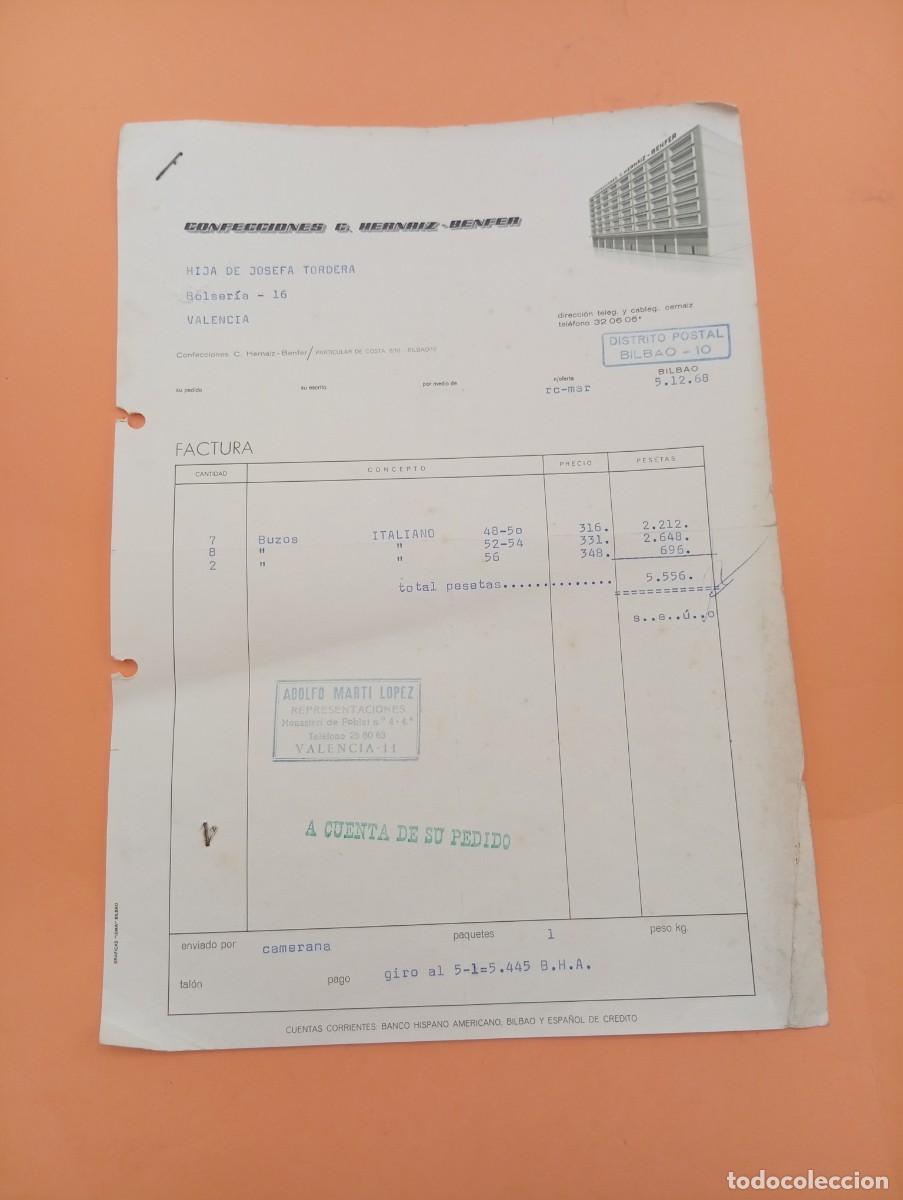 Faturas antigas: FACTURA. BILBAO. 1968. CONFECCIONES C. HERNAIZ-BENFER.