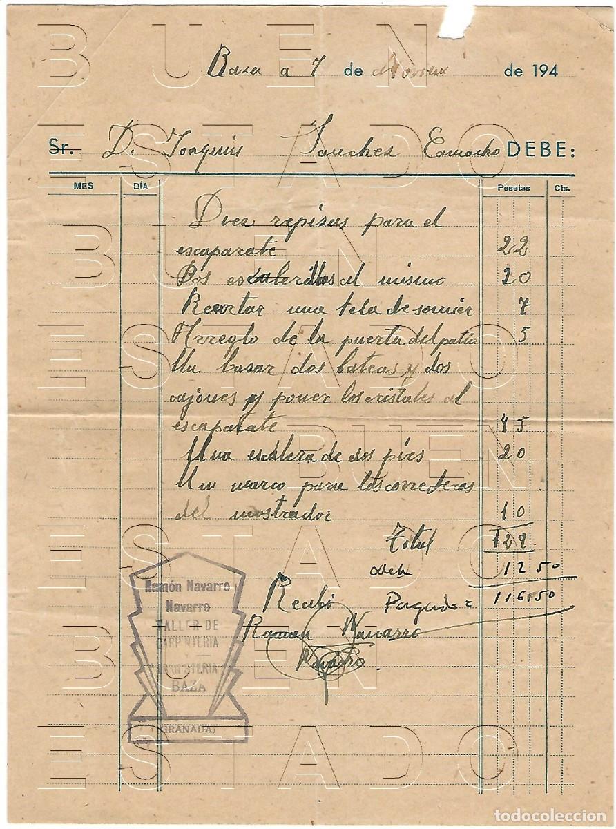Facturas antiguas: BAZA GRANADA 1940 FACTURA ANTIGUA RAMON NAVARRO JOAQUIN SANCHEZ CAMACHO B01
