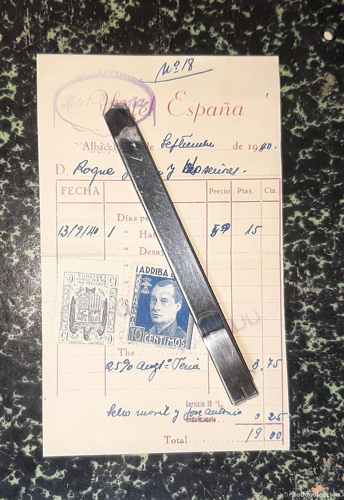 Facturas antiguas: ANTIGUA FACTURA DEL HOTEL ESPA&Ntilde;A 1940 ALBACETE