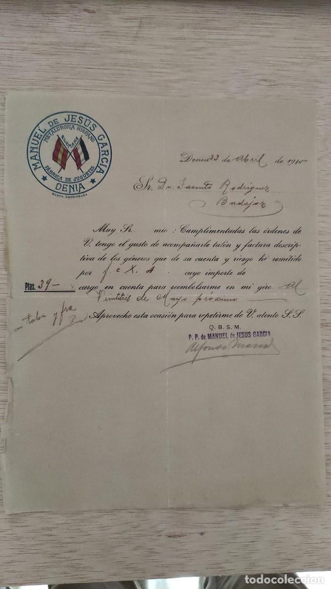 Facturas antiguas: ANTIGUA CARTA COMERCIAL METALURGICA HISPANO ALEMANA MANUEL DE JESUS GARCIA DENIA 1915