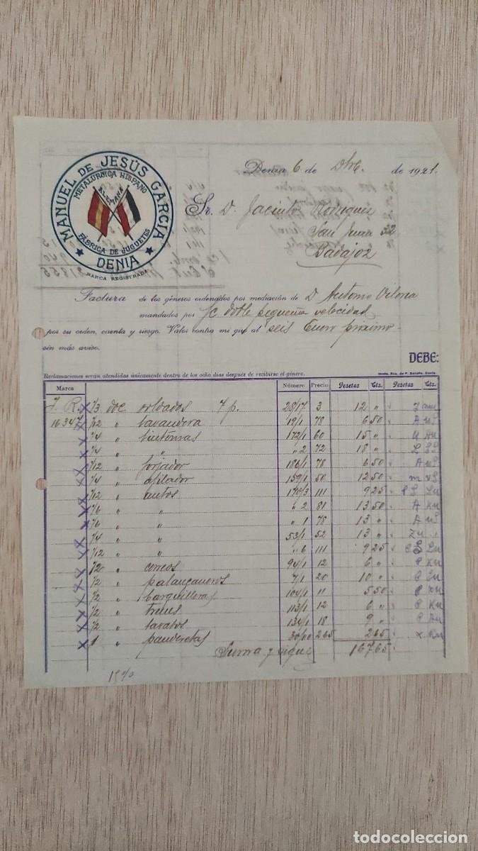 Facturas antiguas: ANTIGUA FACTURA METALURGICA HISPANO ALEMANA FABRICA DE JUGUETES MANUEL DE JESUS GARCIA DENIA 1915