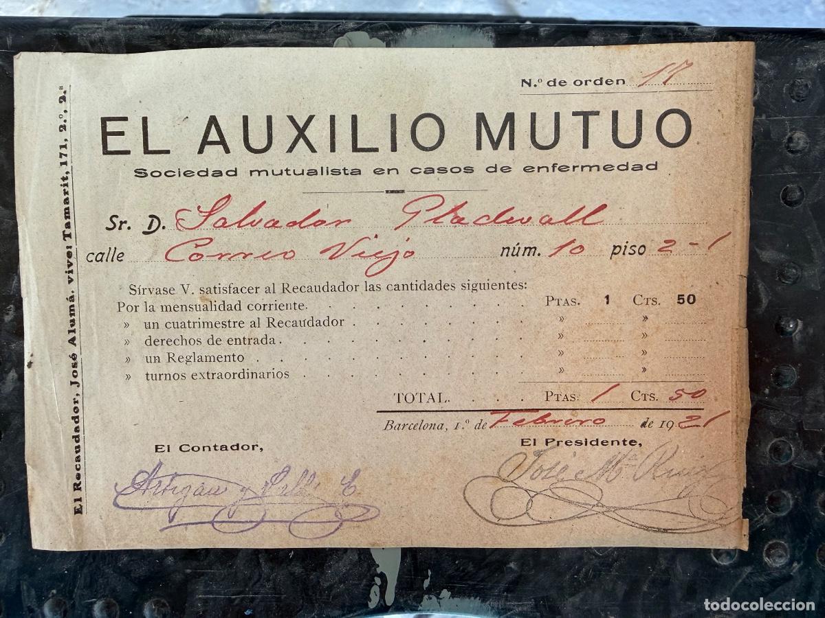 Facturas antiguas: Recibo EL AUXILIO MUTUO