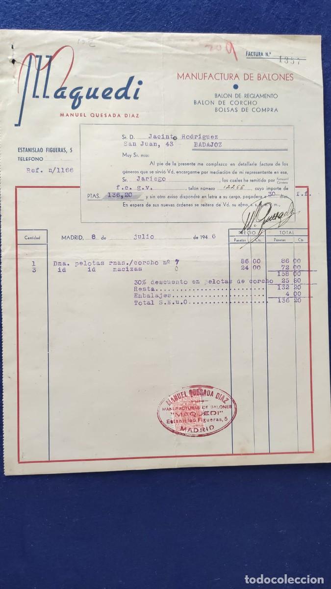Facturas antiguas: ANTIGUA CARTA COMERCIAL MANUFACTURA DE BALONES MAQUEDI MADRID 1946