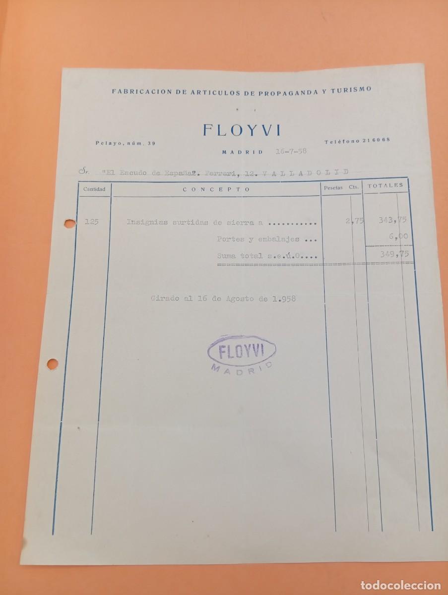 Facturas antiguas: FACTURA. MADRID. 1958. FABRICACION DE ARTICULOS DE PROPAGANDA Y TURISMO. FLOYVI.