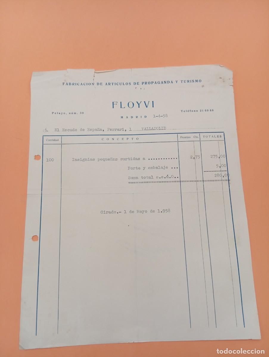 Facturas antiguas: FACTURA. MADRID. 1958. FABRICACION DE ARTICULOS DE PROPAGANDA Y TURISMO. FLOYVI.